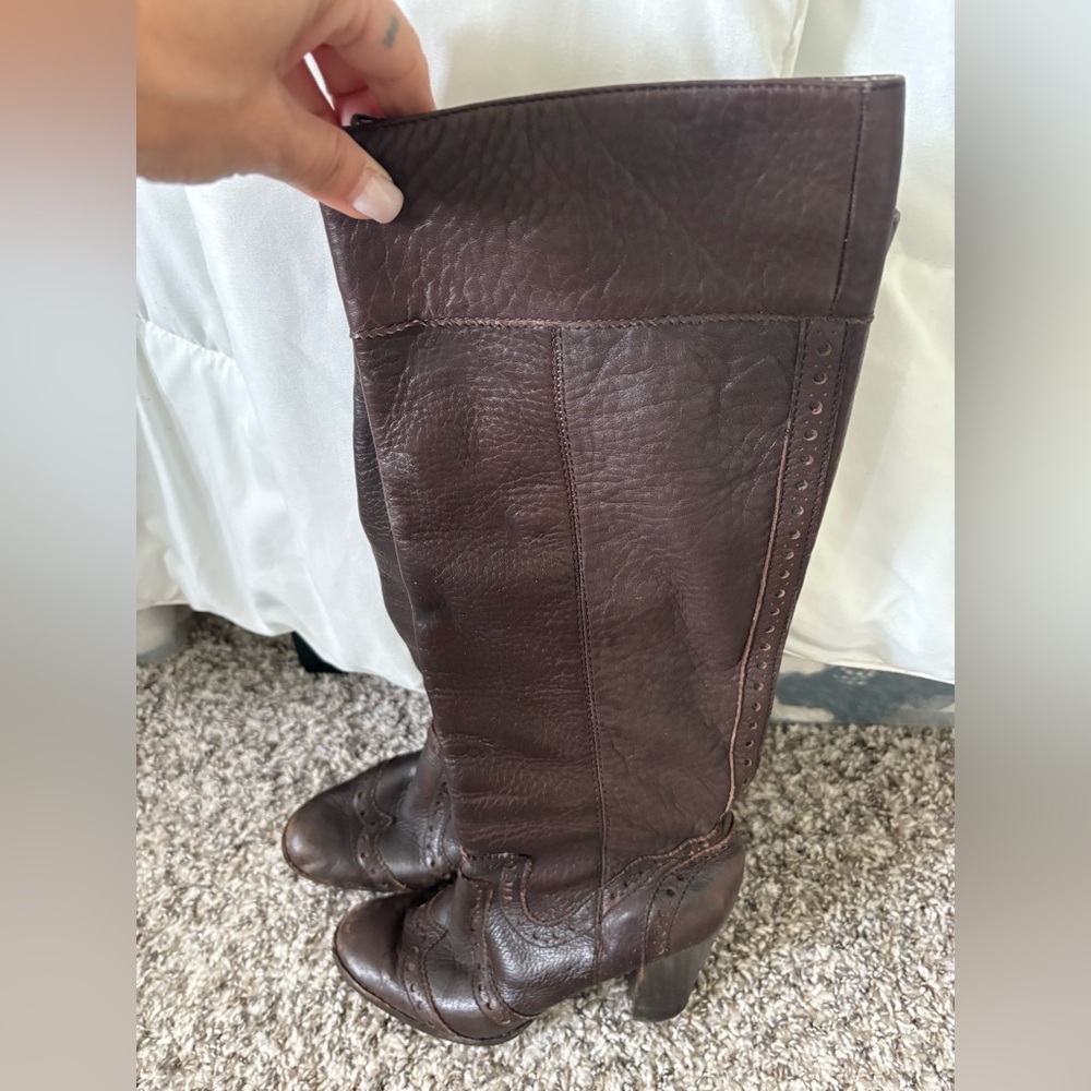 Brown Leather Knee-High Boots